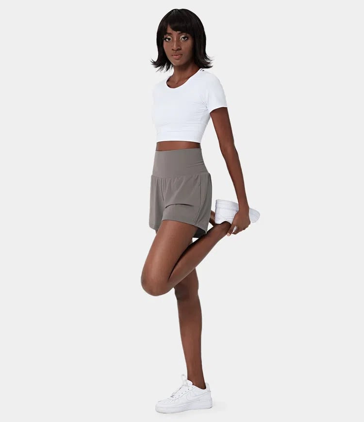 ✨️ 2025 Hot Sale 49% OFF🥰 2-i-1 yogashorts med høy midje og sidelomme