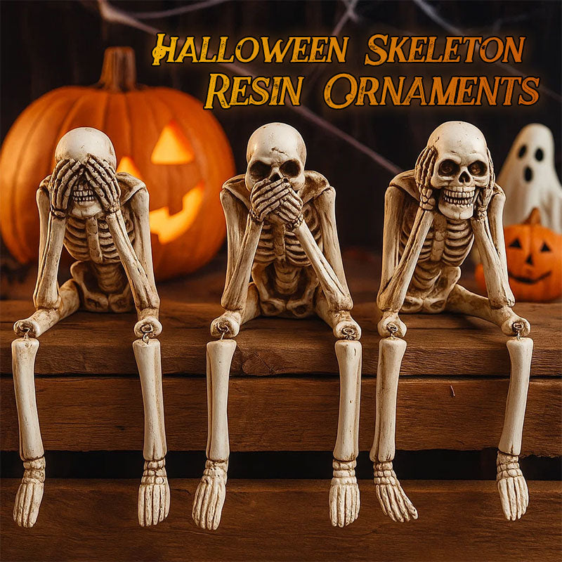 💀 Halloween tre kloke skjeletter harpiks figurer