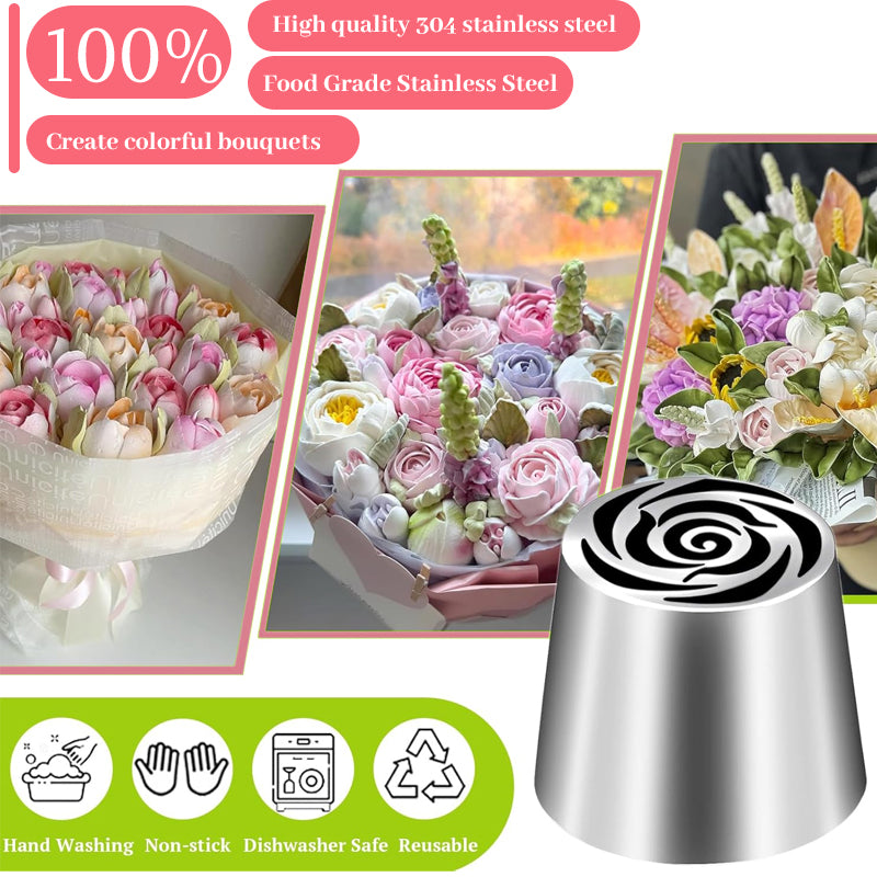 Multifunksjonelt sett med blomsterformede dekorasjonsdyse