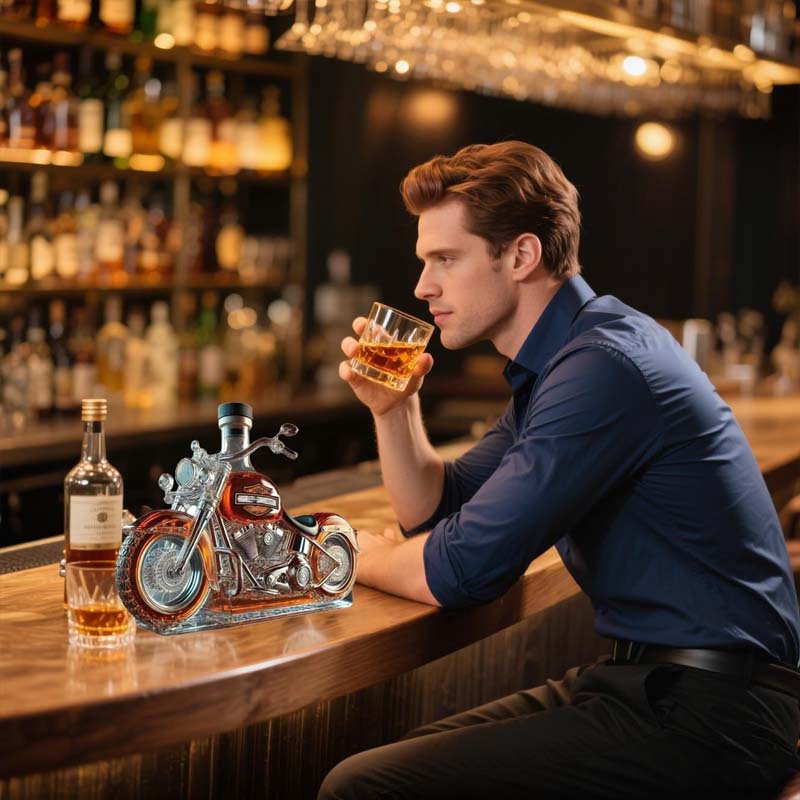 Kreativ motorsykkel glass vinflaske