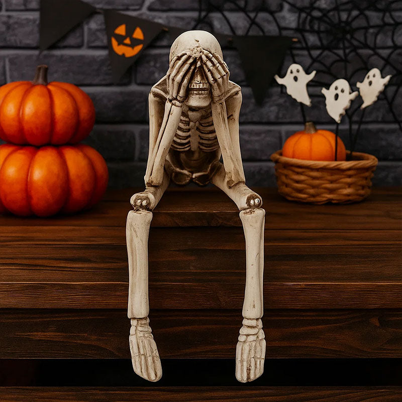 💀 Halloween tre kloke skjeletter harpiks figurer