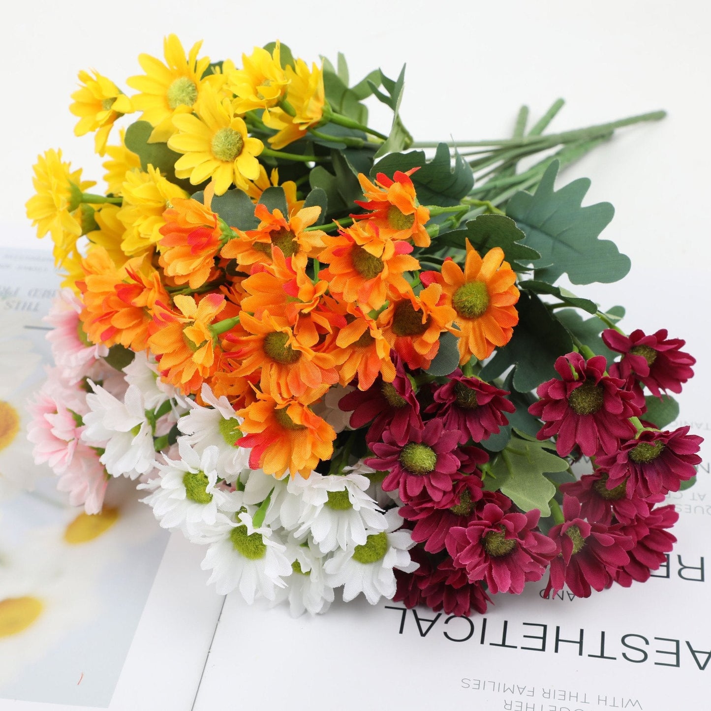 💥 Kunstige utendørsblomster Sunset Mums – UV-bestandige, vanntette, vindtett