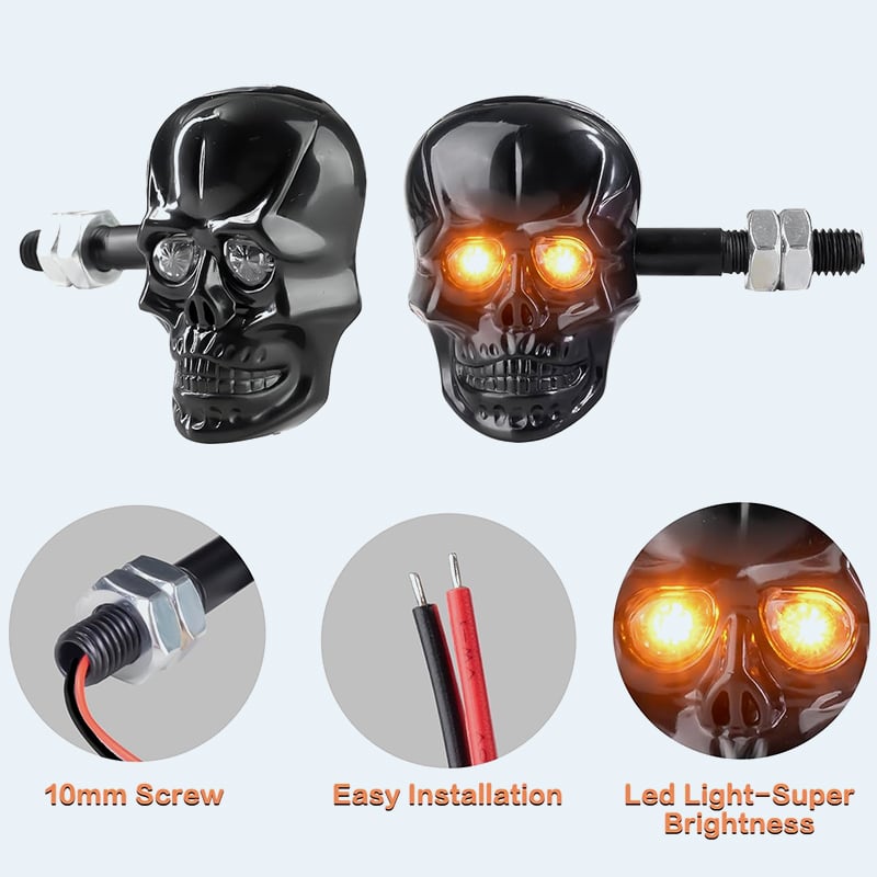 🏍️2025 Halloween-Forhåndssalg💥Hodeskalle Led-Blinklys