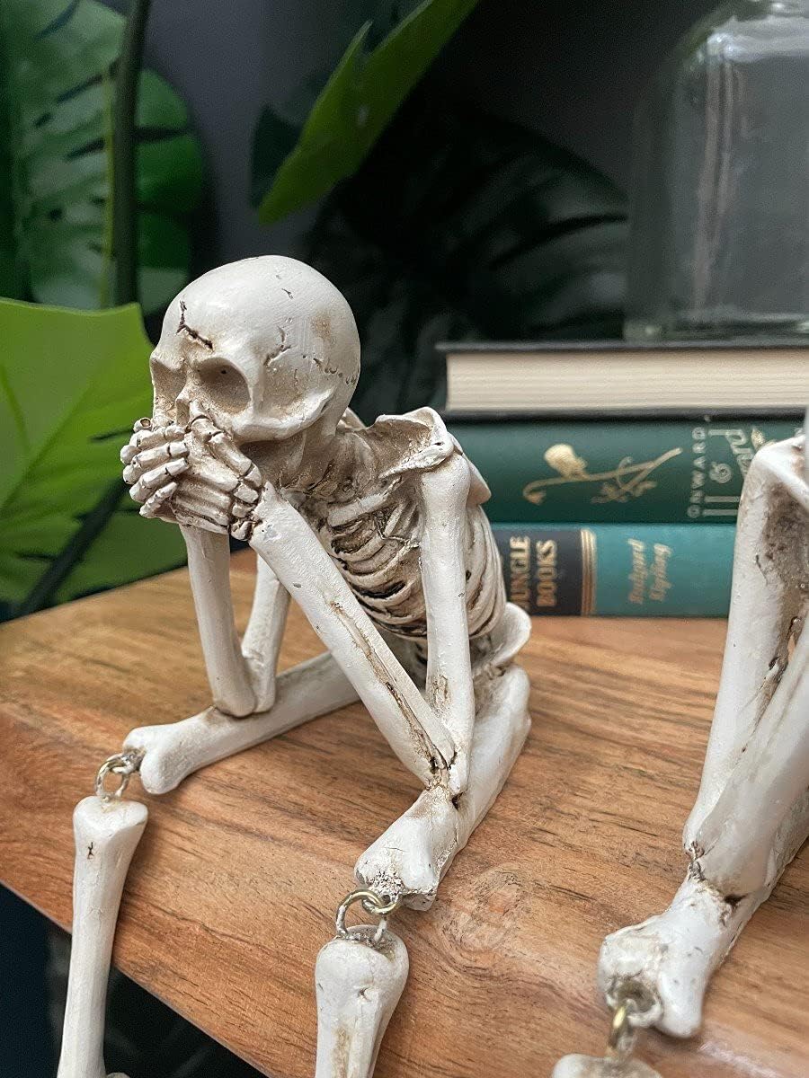 💀 Halloween tre kloke skjeletter harpiks figurer