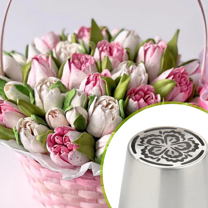 Multifunksjonelt sett med blomsterformede dekorasjonsdyse