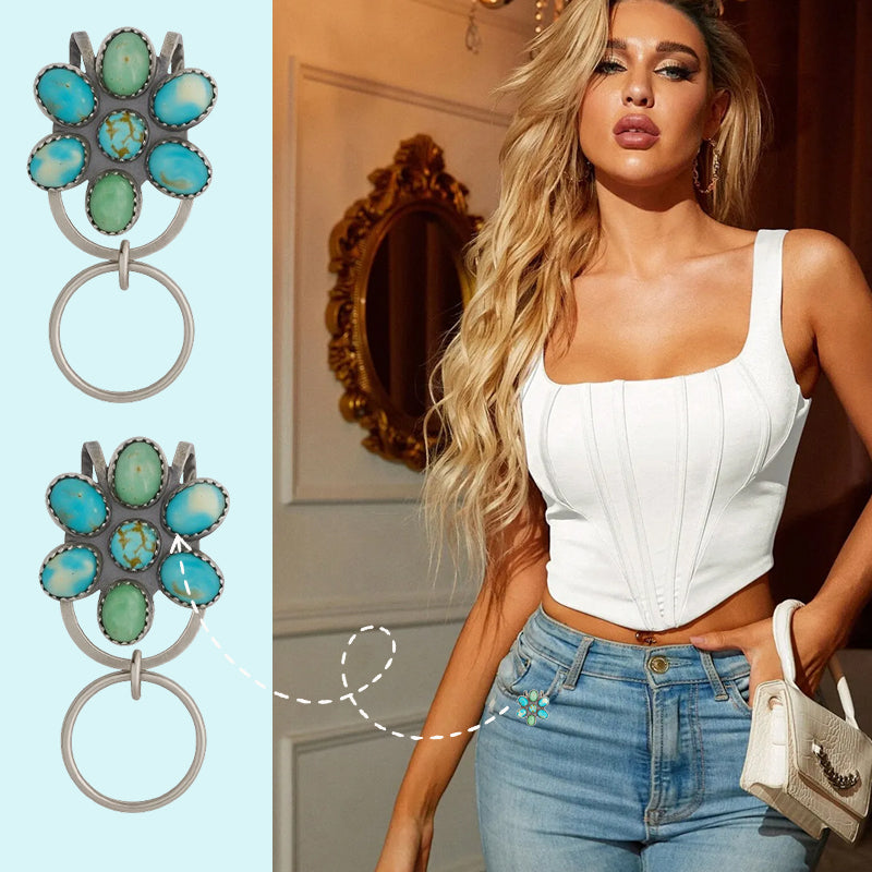 🌼 Turkis Bloom Bag Clip nøkkelholder - finn nøklene dine med sti