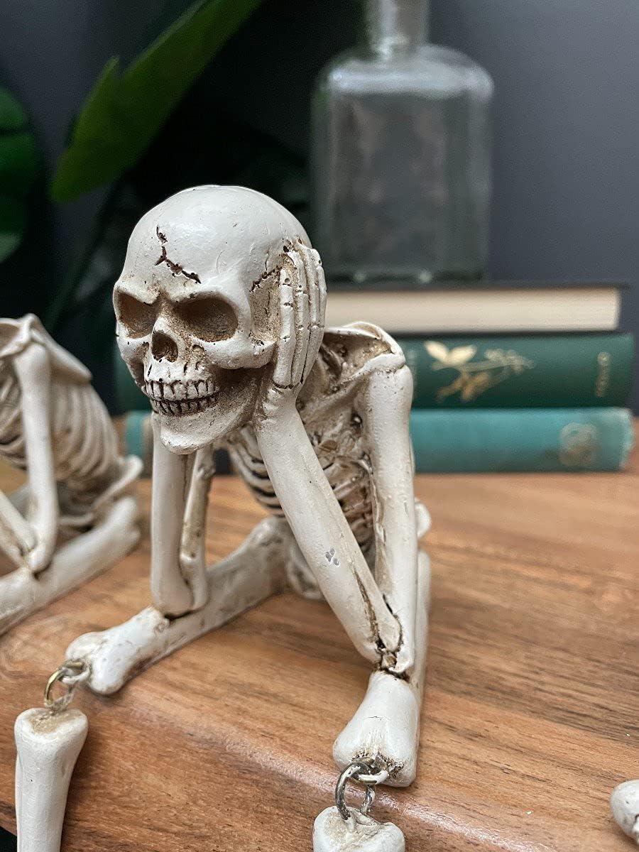💀 Halloween tre kloke skjeletter harpiks figurer