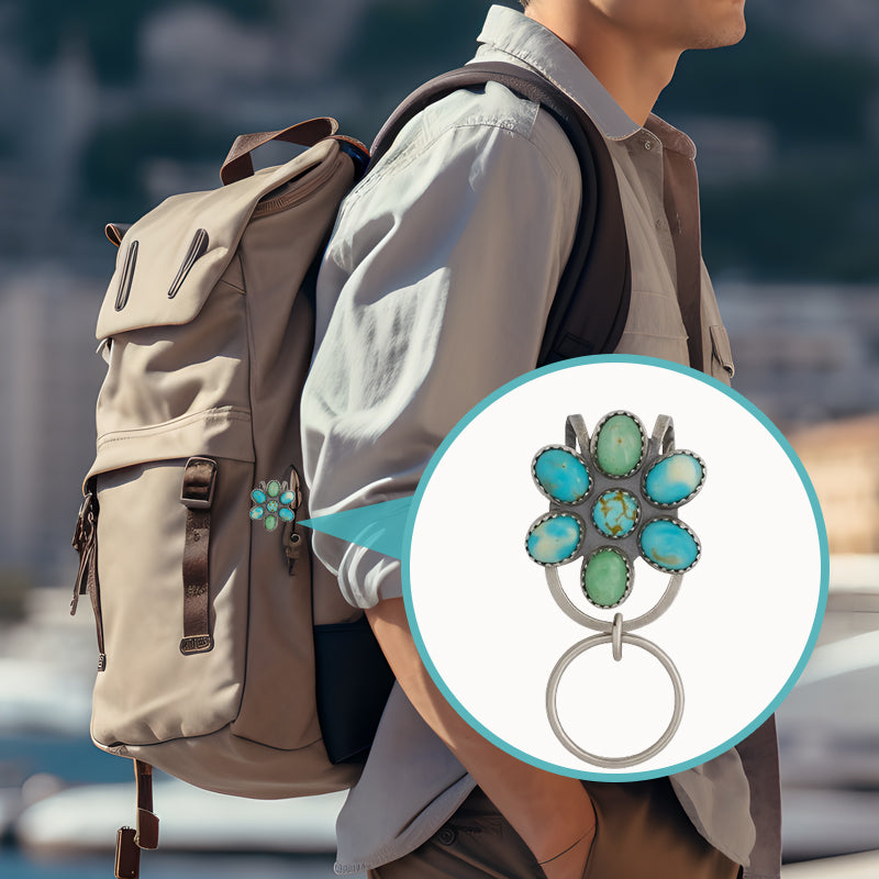 🌼 Turkis Bloom Bag Clip nøkkelholder - finn nøklene dine med sti