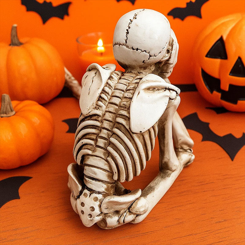 💀 Halloween tre kloke skjeletter harpiks figurer