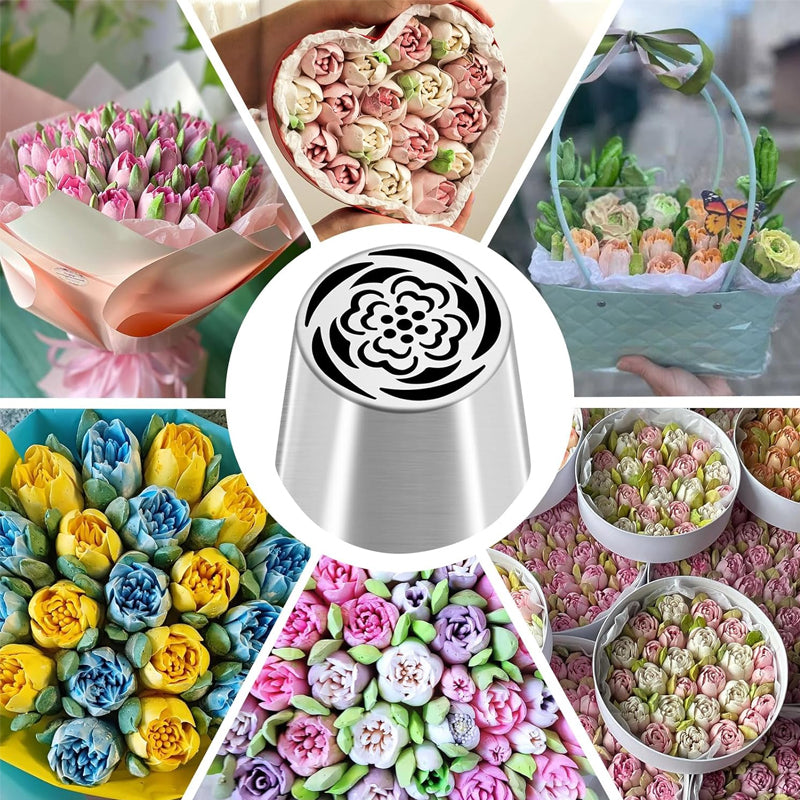 Multifunksjonelt sett med blomsterformede dekorasjonsdyse