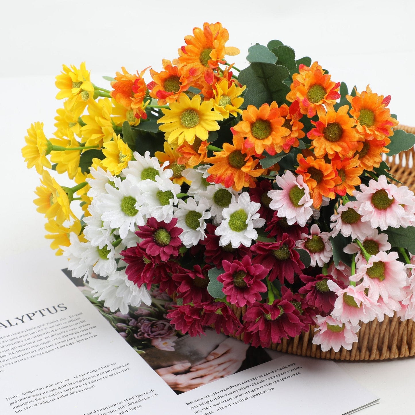 💥 Kunstige utendørsblomster Sunset Mums – UV-bestandige, vanntette, vindtett