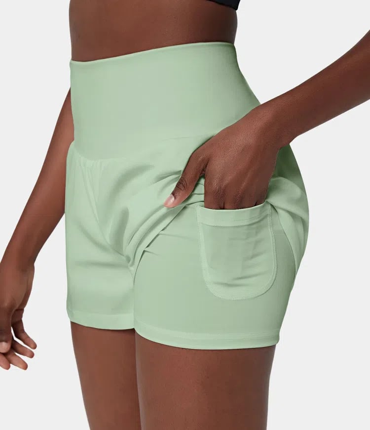 ✨️ 2025 Hot Sale 49% OFF🥰 2-i-1 yogashorts med høy midje og sidelomme