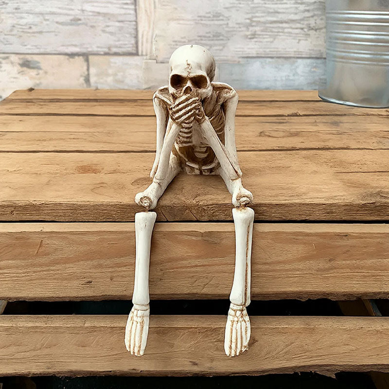 💀 Halloween tre kloke skjeletter harpiks figurer