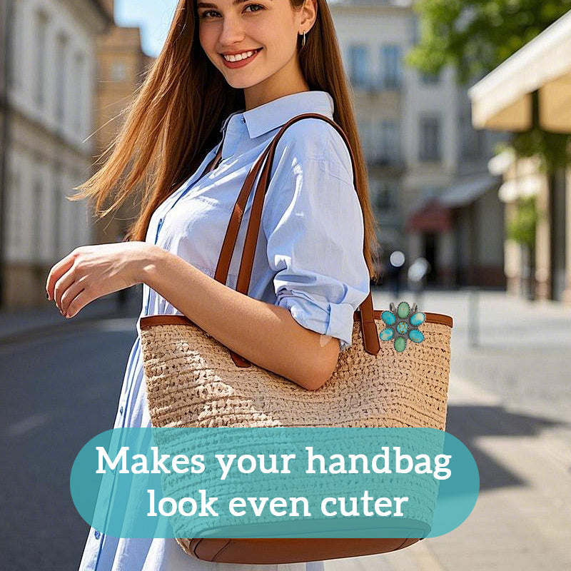 🌼 Turkis Bloom Bag Clip nøkkelholder - finn nøklene dine med sti