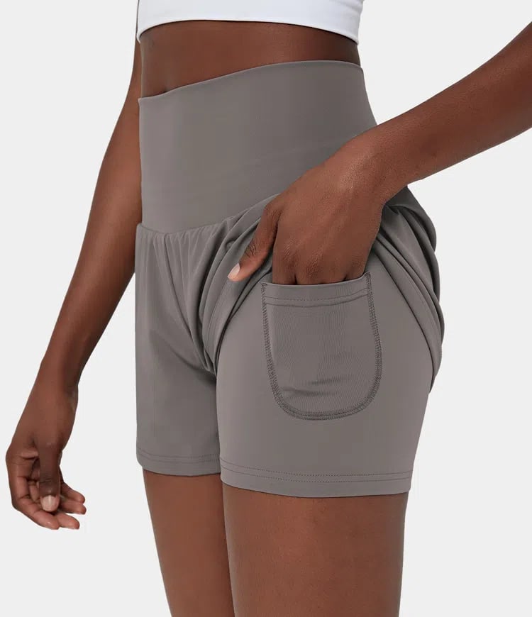 ✨️ 2025 Hot Sale 49% OFF🥰 2-i-1 yogashorts med høy midje og sidelomme