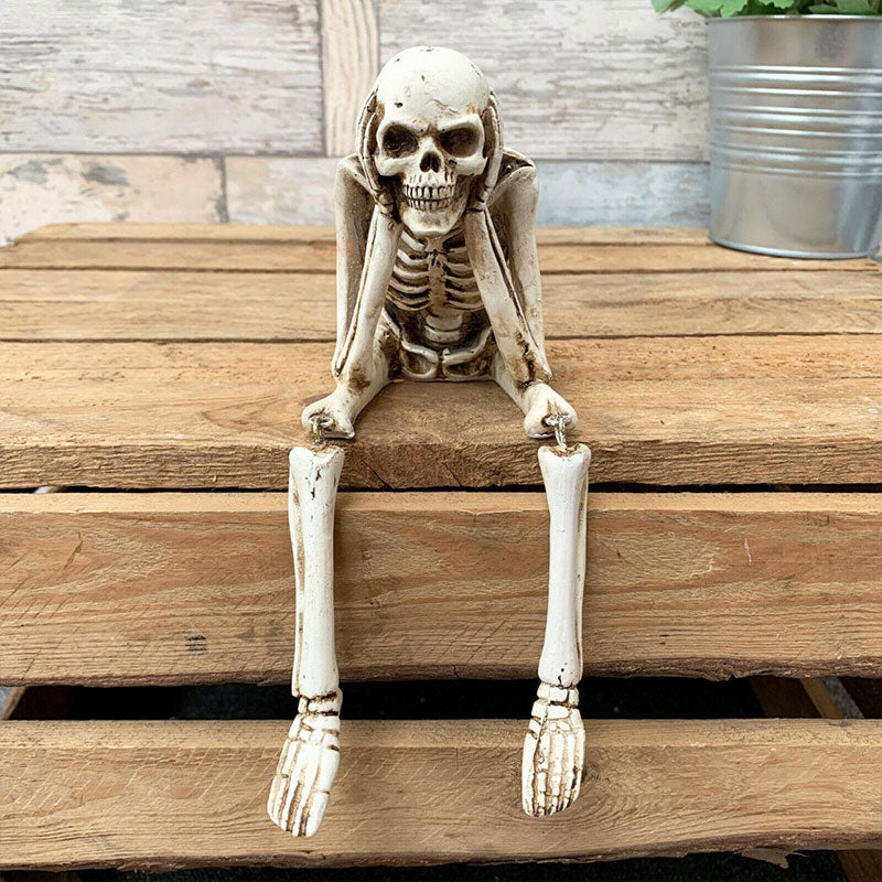 💀 Halloween tre kloke skjeletter harpiks figurer