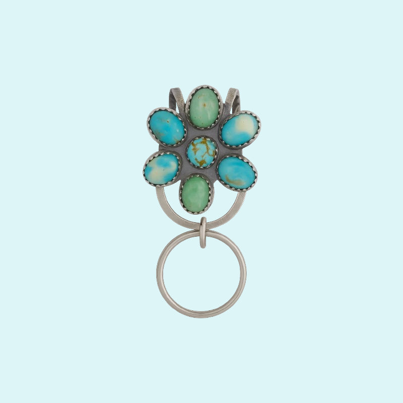 🌼 Turkis Bloom Bag Clip nøkkelholder - finn nøklene dine med sti