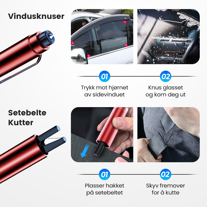 Mini nødverktøy for rømning av bil
