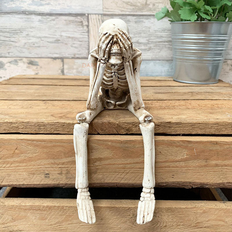 💀 Halloween tre kloke skjeletter harpiks figurer