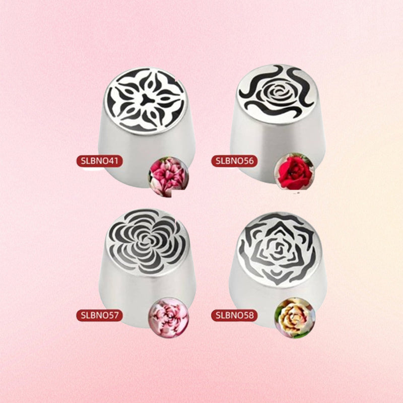 Multifunksjonelt sett med blomsterformede dekorasjonsdyse