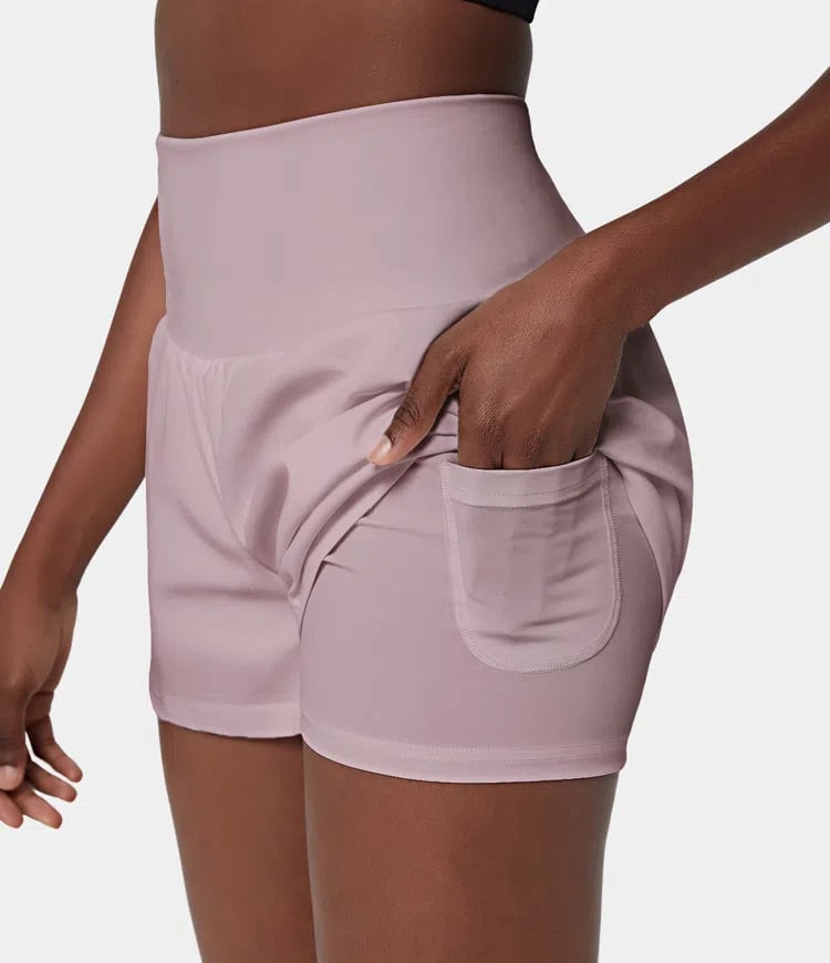 ✨️ 2025 Hot Sale 49% OFF🥰 2-i-1 yogashorts med høy midje og sidelomme