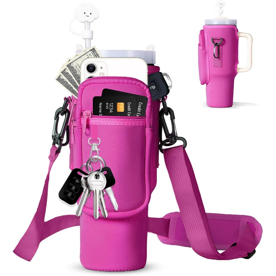Justerbar skulderveske med termokoppholder for 40 oz