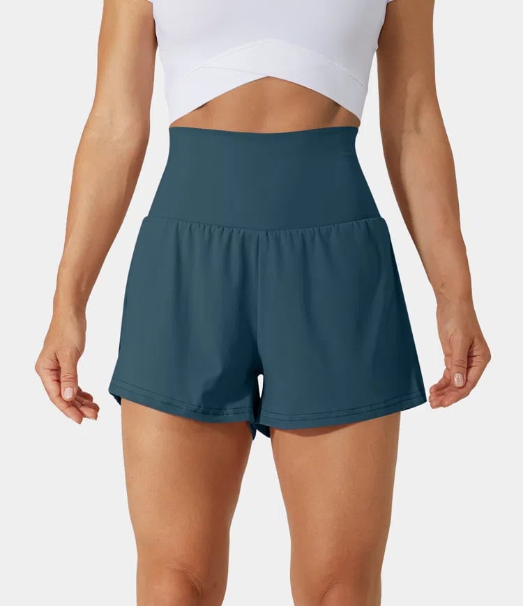 ✨️ 2025 Hot Sale 49% OFF🥰 2-i-1 yogashorts med høy midje og sidelomme