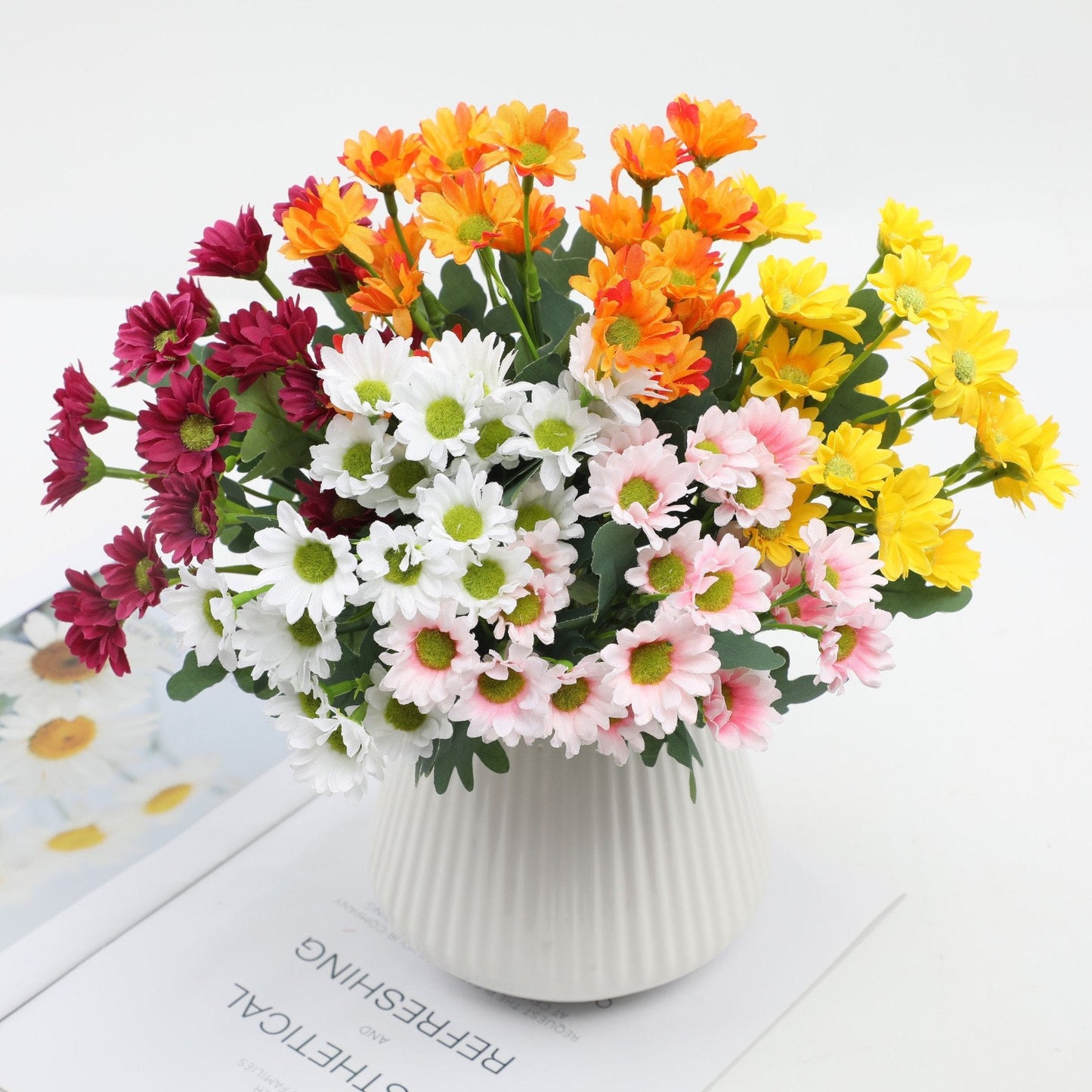 💥 Kunstige utendørsblomster Sunset Mums – UV-bestandige, vanntette, vindtett