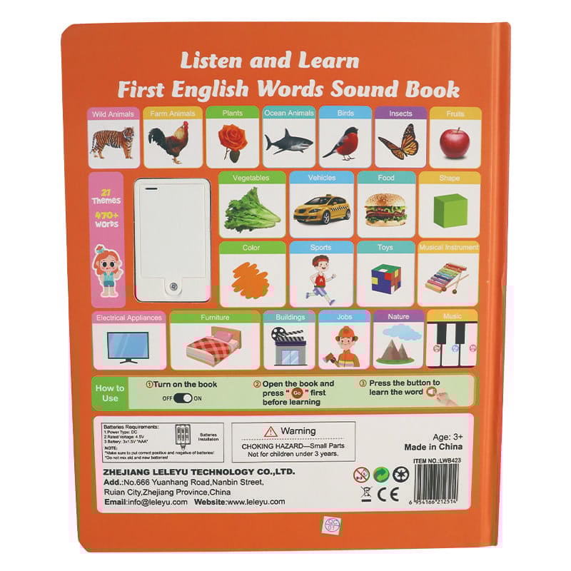 Engelsk lesebok/My First English Toy Sounds - 470+ ord, 21 temaer og morsomme ordspill! Perfekt språkleke for barn! 🇬🇧