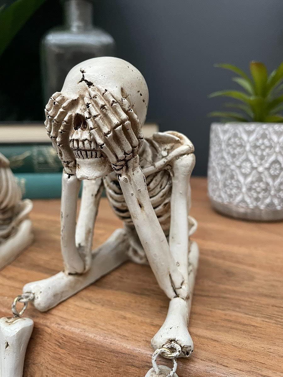 💀 Halloween tre kloke skjeletter harpiks figurer