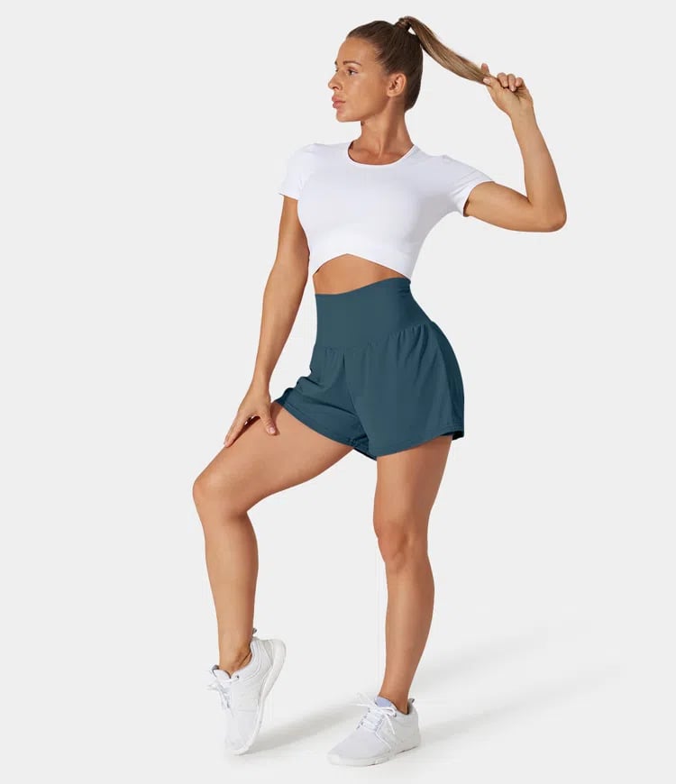 ✨️ 2025 Hot Sale 49% OFF🥰 2-i-1 yogashorts med høy midje og sidelomme