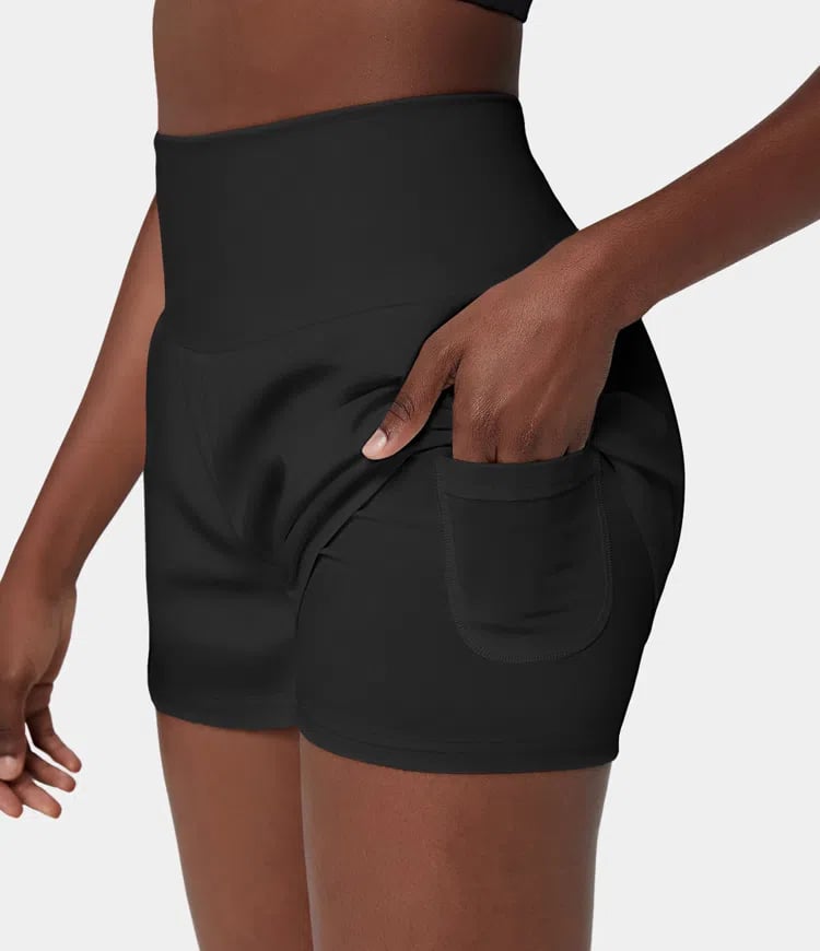 ✨️ 2025 Hot Sale 49% OFF🥰 2-i-1 yogashorts med høy midje og sidelomme
