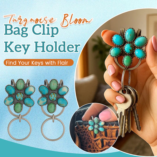 🌼 Turkis Bloom Bag Clip nøkkelholder - finn nøklene dine med sti