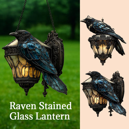 Raven-glassmalerilantern