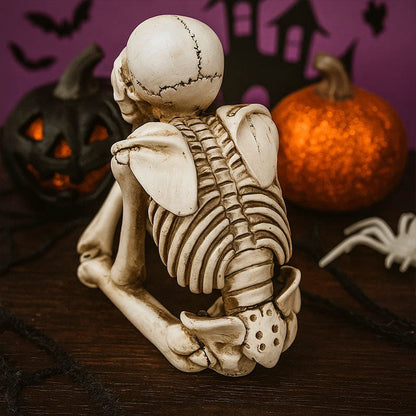 💀 Halloween tre kloke skjeletter harpiks figurer