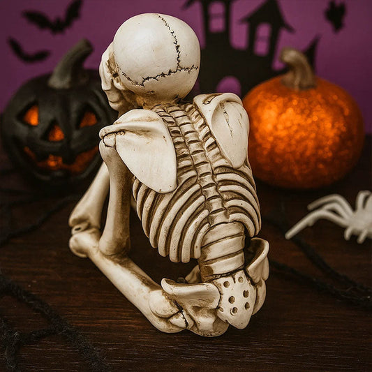 💀 Halloween tre kloke skjeletter harpiks figurer
