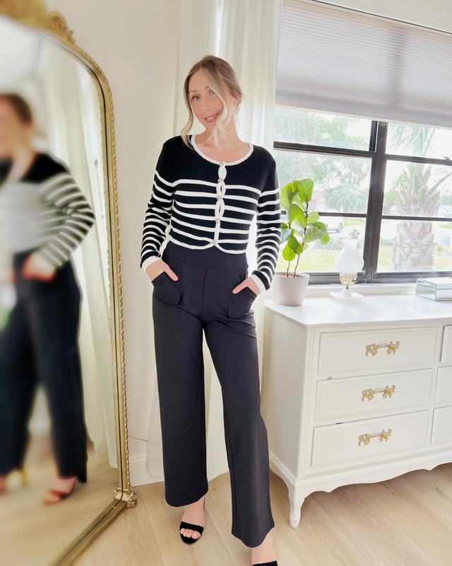 🎁 Siste dag 49% rabatt 🔥 Løstsittende bukser med høy midje for business casual og yogabukse
