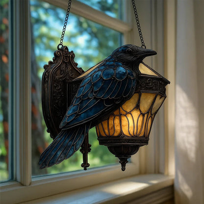 Raven-glassmalerilantern