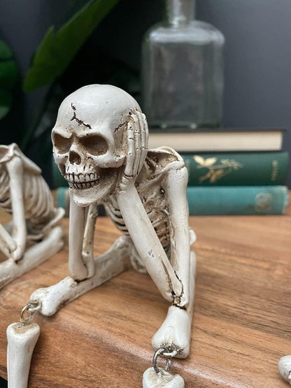 💀 Halloween tre kloke skjeletter harpiks figurer