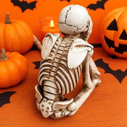 💀 Halloween tre kloke skjeletter harpiks figurer