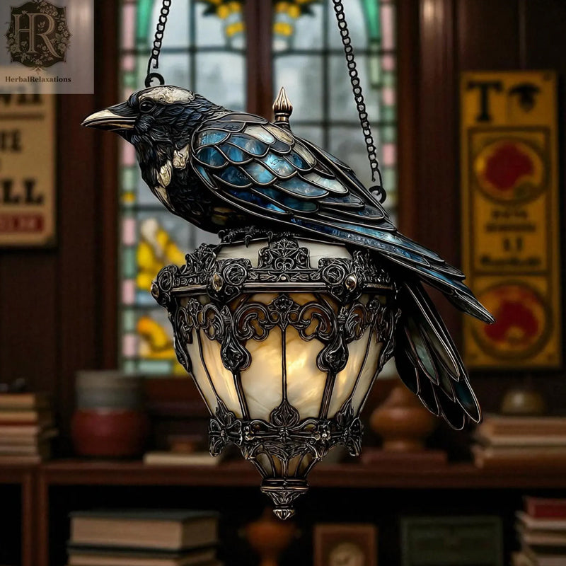 Raven-glassmalerilantern