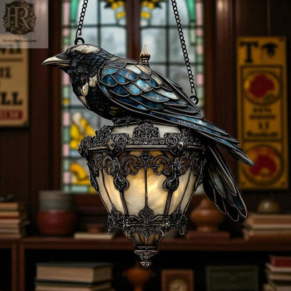 Raven-glassmalerilantern