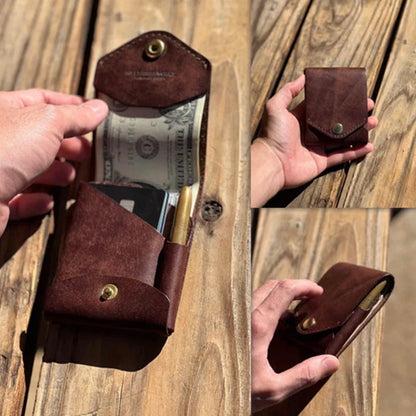 👜Vintage håndlaget lommebok i skin