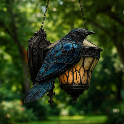 Raven-glassmalerilantern