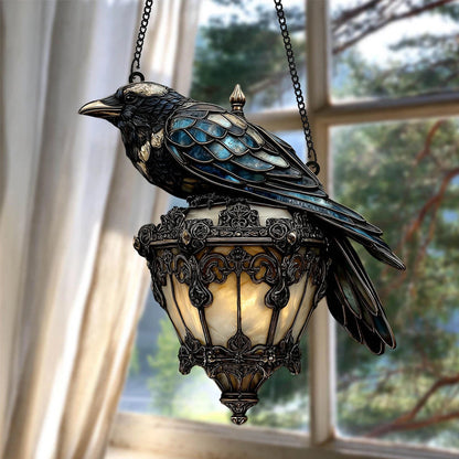 Raven-glassmalerilantern