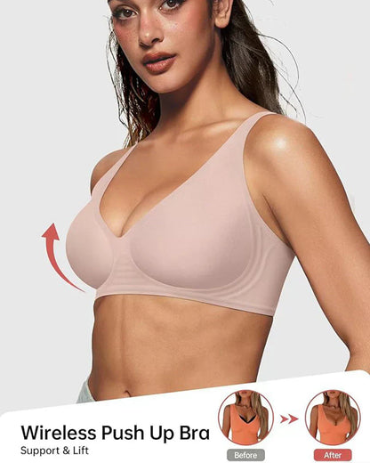 🎉kjøp én, få én gratis🎁Dyp V-ringet push-up-BH uten bøyle og sømmer i gelé-sti