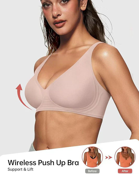 🎉kjøp én, få én gratis🎁Dyp V-ringet push-up-BH uten bøyle og sømmer i gelé-sti