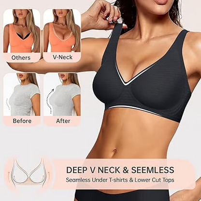 🎉kjøp én, få én gratis🎁Dyp V-ringet push-up-BH uten bøyle og sømmer i gelé-sti
